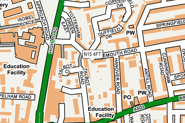 N15 4FT map - OS OpenMap – Local (Ordnance Survey)
