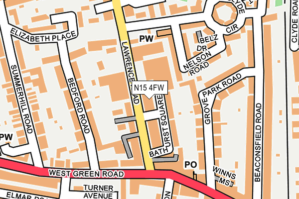 N15 4FW map - OS OpenMap – Local (Ordnance Survey) N15 4FW map - OS OpenMap – Local (Ordnance Survey)