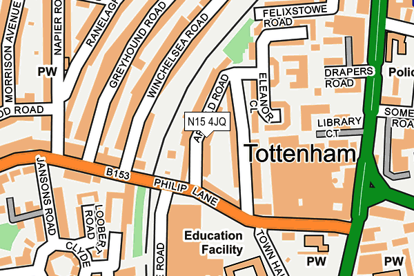N15 4JQ map - OS OpenMap – Local (Ordnance Survey) N15 4JQ map - OS OpenMap – Local (Ordnance Survey)