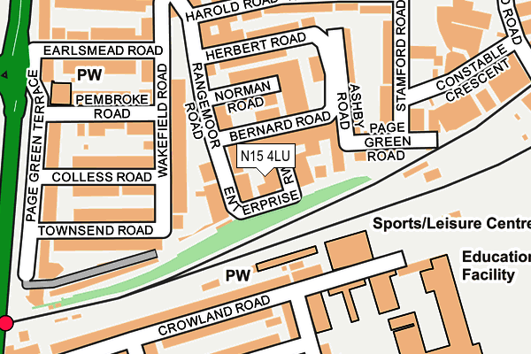 N15 4LU map - OS OpenMap – Local (Ordnance Survey)