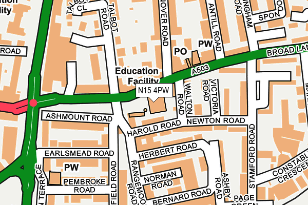 N15 4PW map - OS OpenMap – Local (Ordnance Survey) N15 4PW map - OS OpenMap – Local (Ordnance Survey)
