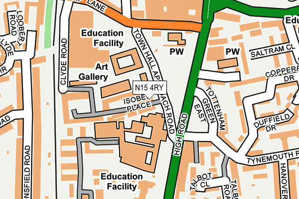N15 4RY map - OS OpenMap – Local (Ordnance Survey)