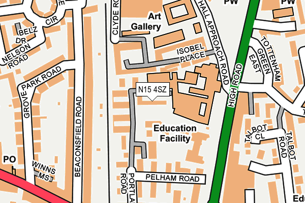 N15 4SZ map - OS OpenMap – Local (Ordnance Survey)