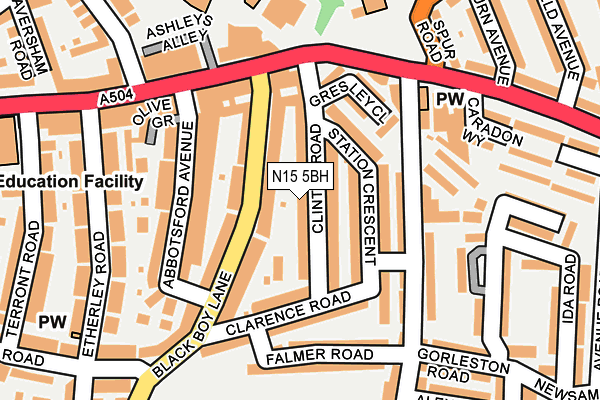 N15 5BH map - OS OpenMap – Local (Ordnance Survey)