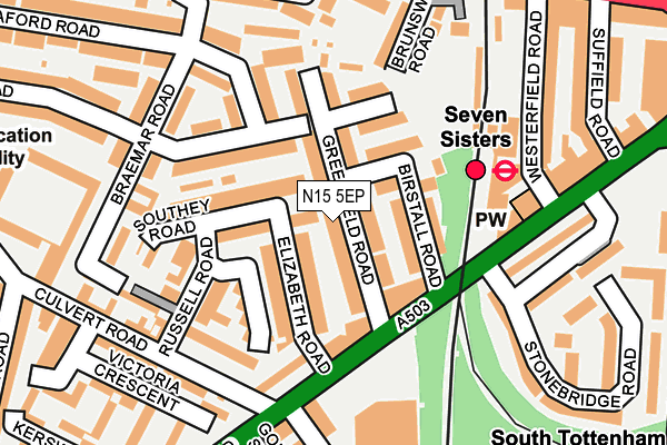 N15 5EP map - OS OpenMap – Local (Ordnance Survey)
