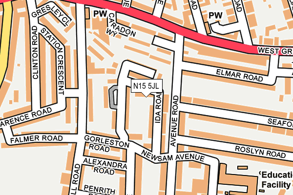 N15 5JL map - OS OpenMap – Local (Ordnance Survey) N15 5JL map - OS OpenMap – Local (Ordnance Survey)
