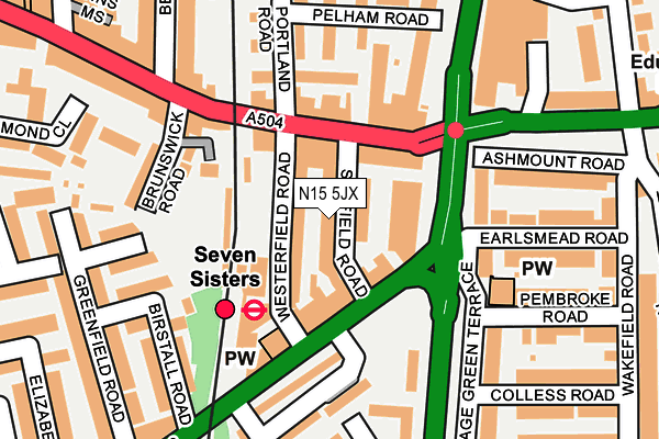 N15 5JX map - OS OpenMap – Local (Ordnance Survey)