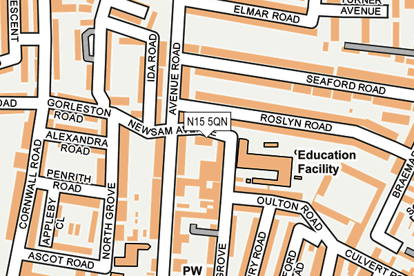N15 5QN map - OS OpenMap – Local (Ordnance Survey) N15 5QN map - OS OpenMap – Local (Ordnance Survey)