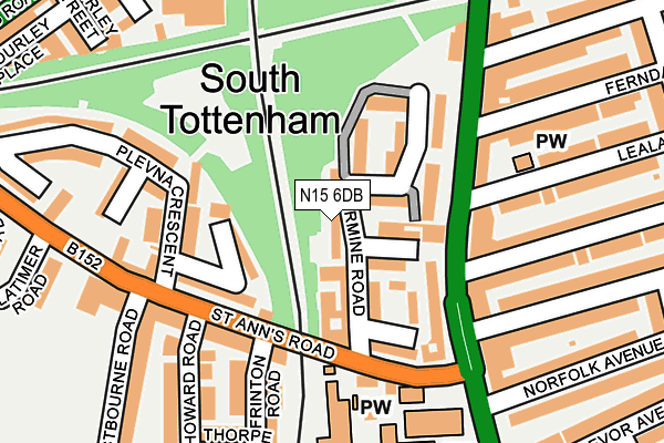 N15 6DB map - OS OpenMap – Local (Ordnance Survey)