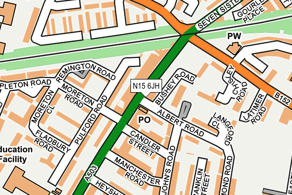 N15 6JH map - OS OpenMap – Local (Ordnance Survey) N15 6JH map - OS OpenMap – Local (Ordnance Survey)