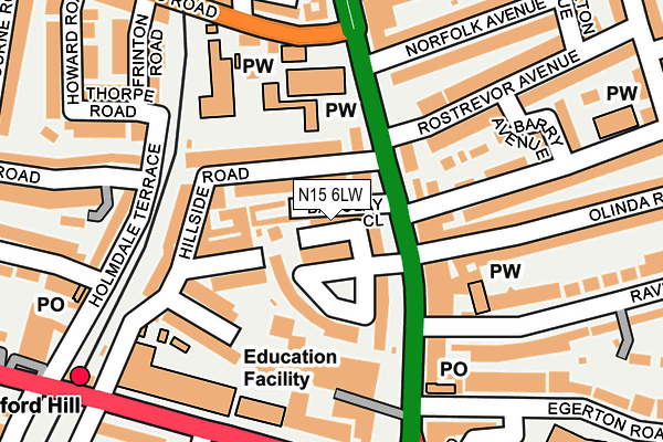 N15 6LW map - OS OpenMap – Local (Ordnance Survey) N15 6LW map - OS OpenMap – Local (Ordnance Survey)