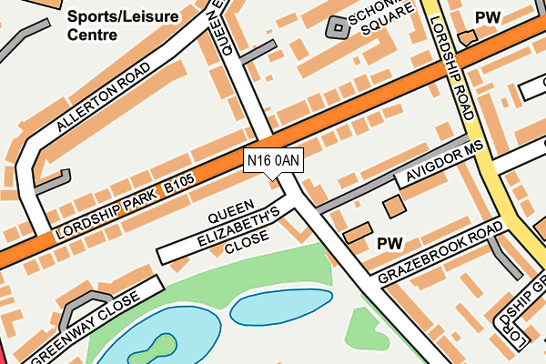 N16 0AN map - OS OpenMap – Local (Ordnance Survey)