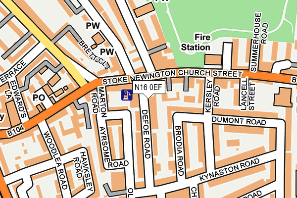N16 0EF map - OS OpenMap – Local (Ordnance Survey) N16 0EF map - OS OpenMap – Local (Ordnance Survey)