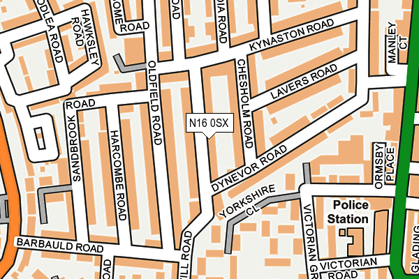 N16 0SX map - OS OpenMap – Local (Ordnance Survey) N16 0SX map - OS OpenMap – Local (Ordnance Survey)