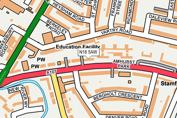 N16 5AW map - OS OpenMap – Local (Ordnance Survey)
