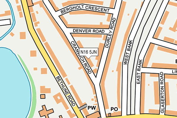 N16 5JN map - OS OpenMap – Local (Ordnance Survey) N16 5JN map - OS OpenMap – Local (Ordnance Survey)