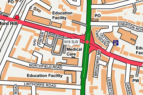 N16 5LW map - OS OpenMap – Local (Ordnance Survey) N16 5LW map - OS OpenMap – Local (Ordnance Survey)