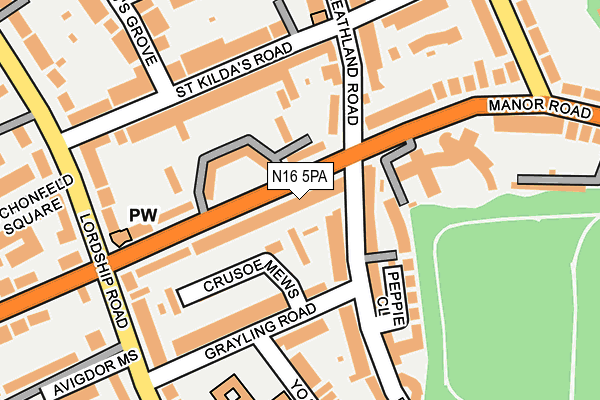 N16 5PA map - OS OpenMap – Local (Ordnance Survey) N16 5PA map - OS OpenMap – Local (Ordnance Survey)