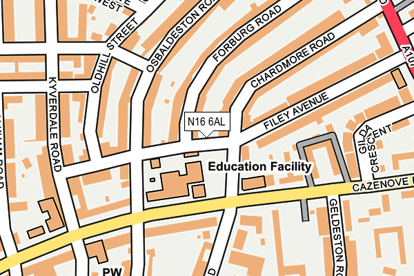N16 6AL map - OS OpenMap – Local (Ordnance Survey) N16 6AL map - OS OpenMap – Local (Ordnance Survey)