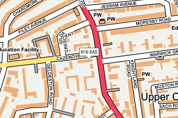 N16 6AS map - OS OpenMap – Local (Ordnance Survey) N16 6AS map - OS OpenMap – Local (Ordnance Survey)