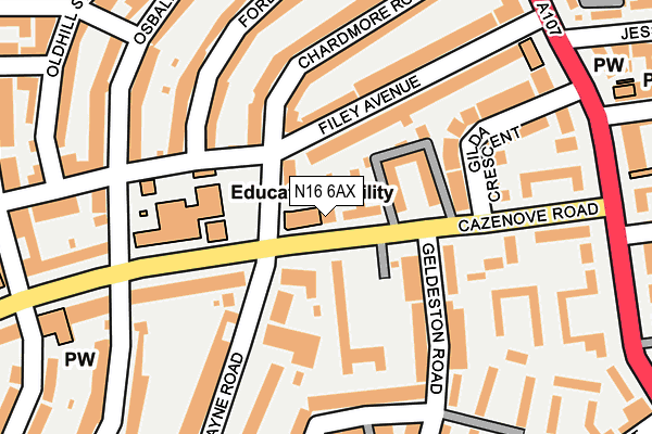 N16 6AX map - OS OpenMap – Local (Ordnance Survey) N16 6AX map - OS OpenMap – Local (Ordnance Survey)