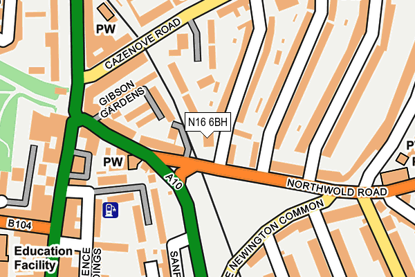 N16 6BH map - OS OpenMap – Local (Ordnance Survey) N16 6BH map - OS OpenMap – Local (Ordnance Survey)