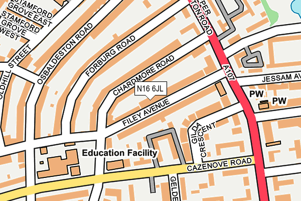 N16 6JL map - OS OpenMap – Local (Ordnance Survey)
