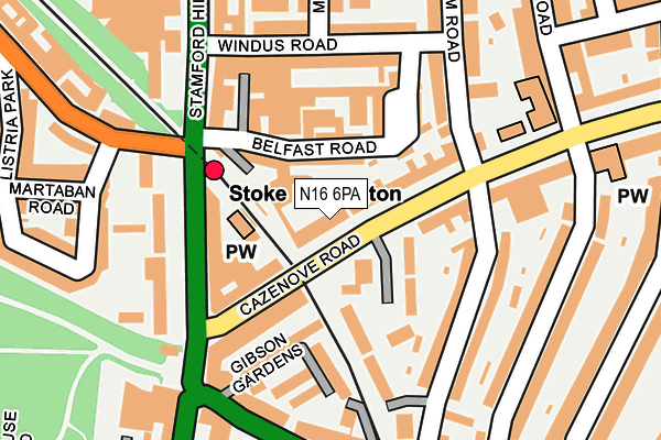 N16 6PA map - OS OpenMap – Local (Ordnance Survey)