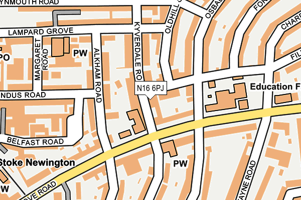 N16 6PJ map - OS OpenMap – Local (Ordnance Survey) N16 6PJ map - OS OpenMap – Local (Ordnance Survey)
