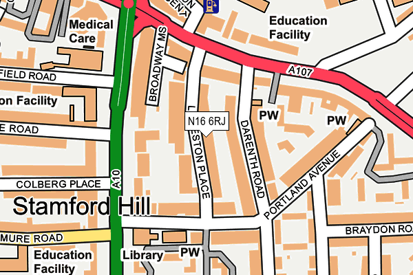 N16 6RJ map - OS OpenMap – Local (Ordnance Survey)