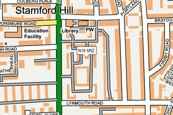 N16 6RZ map - OS OpenMap – Local (Ordnance Survey)
