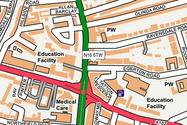 N16 6TW map - OS OpenMap – Local (Ordnance Survey) N16 6TW map - OS OpenMap – Local (Ordnance Survey)