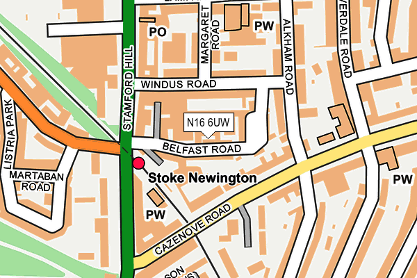 N16 6UW map - OS OpenMap – Local (Ordnance Survey) N16 6UW map - OS OpenMap – Local (Ordnance Survey)