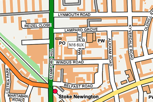 N16 6UX map - OS OpenMap – Local (Ordnance Survey) N16 6UX map - OS OpenMap – Local (Ordnance Survey)