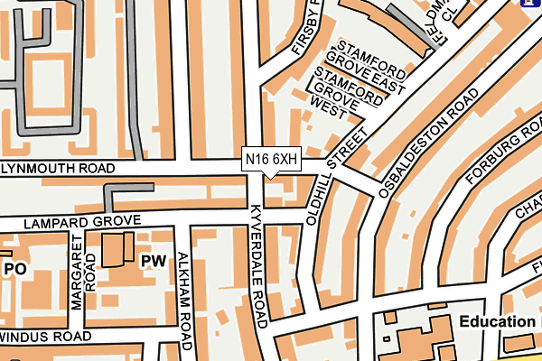 N16 6XH map - OS OpenMap – Local (Ordnance Survey) N16 6XH map - OS OpenMap – Local (Ordnance Survey)