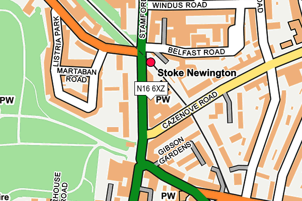 N16 6XZ map - OS OpenMap – Local (Ordnance Survey)