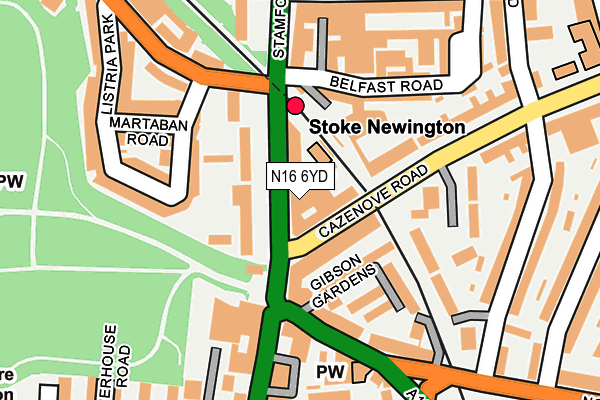 N16 6YD map - OS OpenMap – Local (Ordnance Survey)