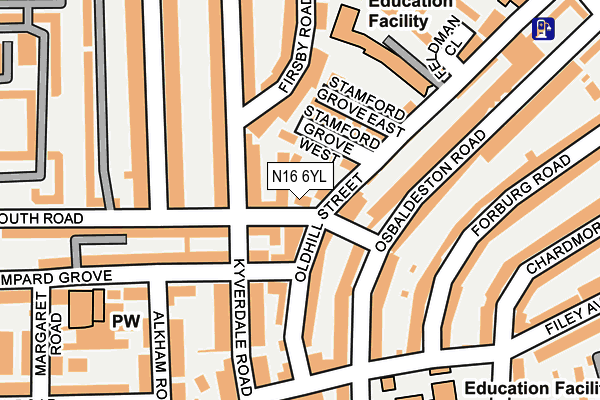N16 6YL map - OS OpenMap – Local (Ordnance Survey) N16 6YL map - OS OpenMap – Local (Ordnance Survey)