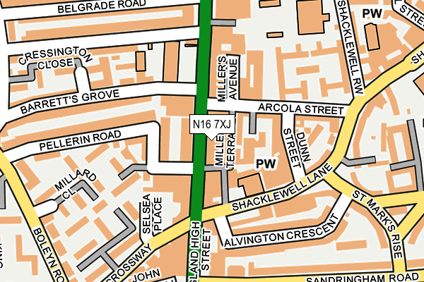 N16 7XJ map - OS OpenMap – Local (Ordnance Survey) N16 7XJ map - OS OpenMap – Local (Ordnance Survey)