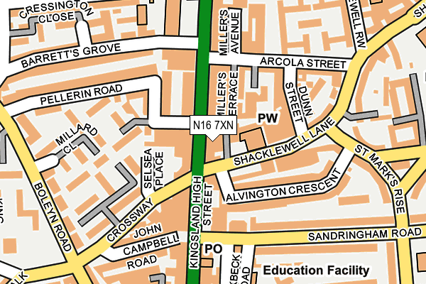 N16 7XN map - OS OpenMap – Local (Ordnance Survey) N16 7XN map - OS OpenMap – Local (Ordnance Survey)