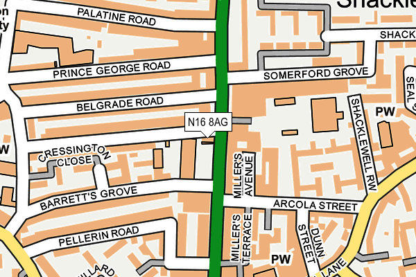 N16 8AG map - OS OpenMap – Local (Ordnance Survey) N16 8AG map - OS OpenMap – Local (Ordnance Survey)