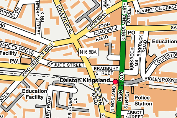 N16 8BA map - OS OpenMap – Local (Ordnance Survey) N16 8BA map - OS OpenMap – Local (Ordnance Survey)