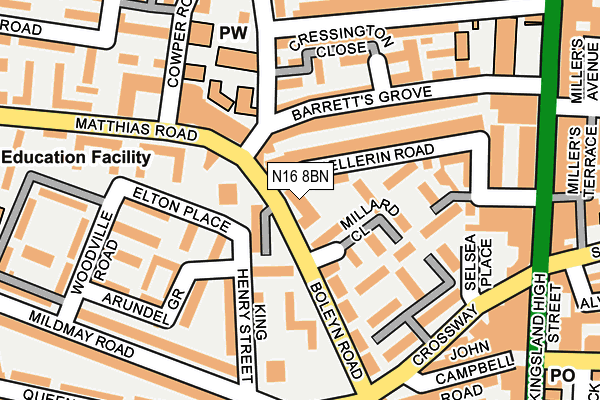 N16 8BN map - OS OpenMap – Local (Ordnance Survey) N16 8BN map - OS OpenMap – Local (Ordnance Survey)