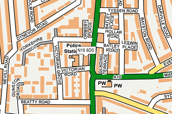 N16 8DS map - OS OpenMap – Local (Ordnance Survey)
