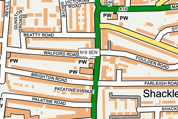 N16 8EW map - OS OpenMap – Local (Ordnance Survey) N16 8EW map - OS OpenMap – Local (Ordnance Survey)