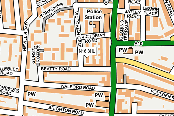 N16 8HL map - OS OpenMap – Local (Ordnance Survey) N16 8HL map - OS OpenMap – Local (Ordnance Survey)