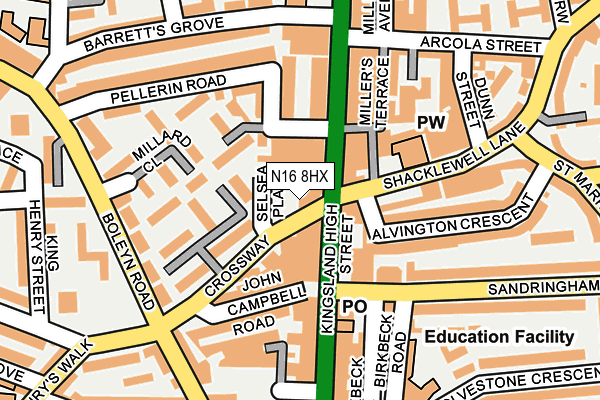 N16 8HX map - OS OpenMap – Local (Ordnance Survey) N16 8HX map - OS OpenMap – Local (Ordnance Survey)