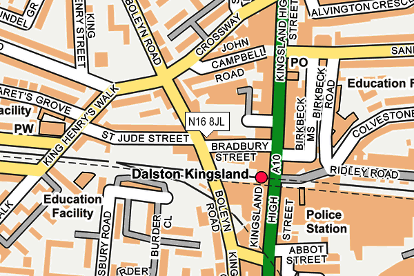 N16 8JL map - OS OpenMap – Local (Ordnance Survey) N16 8JL map - OS OpenMap – Local (Ordnance Survey)