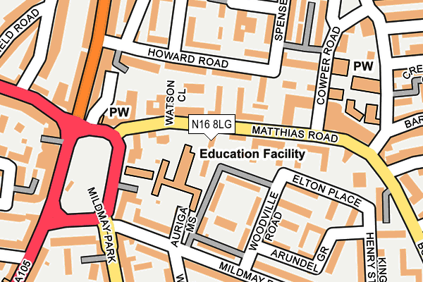 N16 8LG map - OS OpenMap – Local (Ordnance Survey)