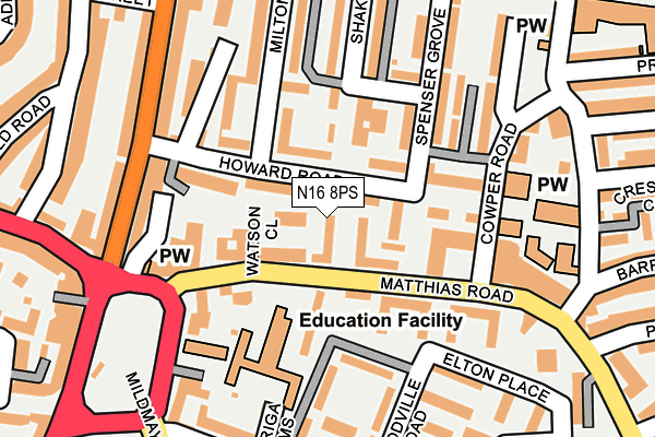 N16 8PS map - OS OpenMap – Local (Ordnance Survey) N16 8PS map - OS OpenMap – Local (Ordnance Survey)